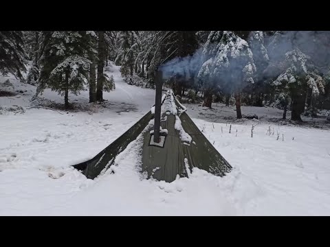 10 Tage SOLO WINTER CAMP / -20C Schneesturm mit Zeltlager / Starker Schneefall