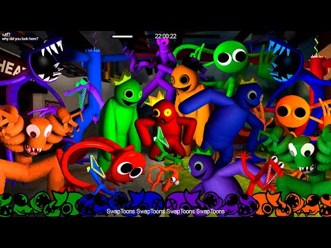 Rainbow Friends ALL Blue, Green, Orange, Purple VS ALL Red but | Friday Night Funkin Mod Roblox