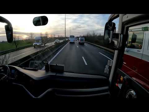 Bus driving - Man Lion's Coach 3rd Gen - A16 France between Dunkerque and Calais - 4K