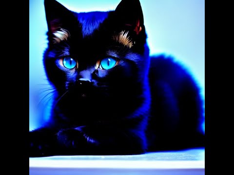 AI Animated Dream: Black Kitten with Blue Eyes