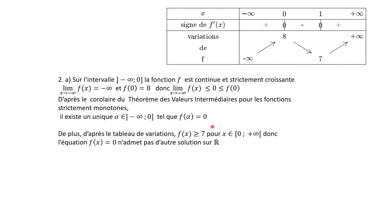 Théorème des valeurs intermédiaires et corollaire ( cas des fonctions monotones).
