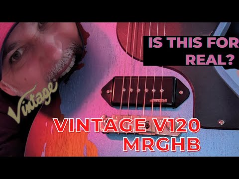 Vintage V120 ICON Electric Guitar ~ Distressed Gun Hill Blue Over Sunburst image 12