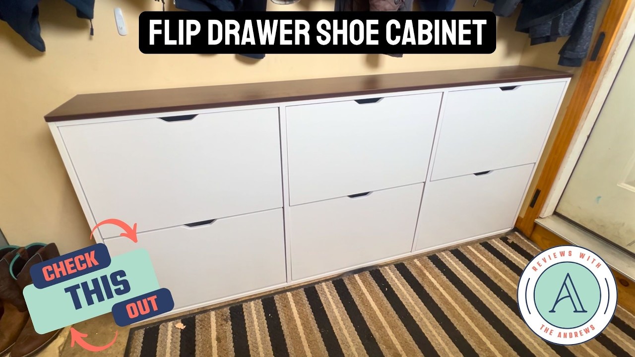 Large Shoe Storage Cabinet with 6 Flip Drawers | Slim Entryway Organizer