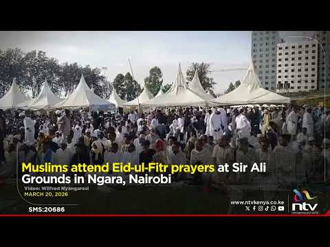 Muslims attend Eid‑ul‑Fitr prayers at Sir Ali Grounds in Ngara, Nairobi