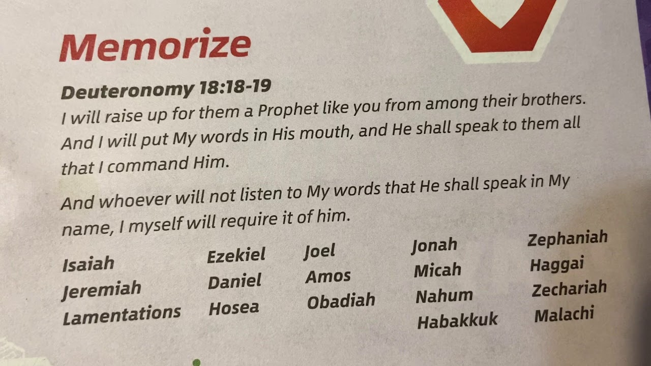 Deuteronomy 18:18-19 - ESV “Joyful Joyful” AWANA TNT Bible Memory