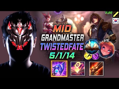 GrandMaster Twisted Fate MID vs Zoe - 천상계 미드 트페 템트리 룬 루덴 봉풀주 ツイステッド・フェイト Твистед Фэйт - KR 11.20