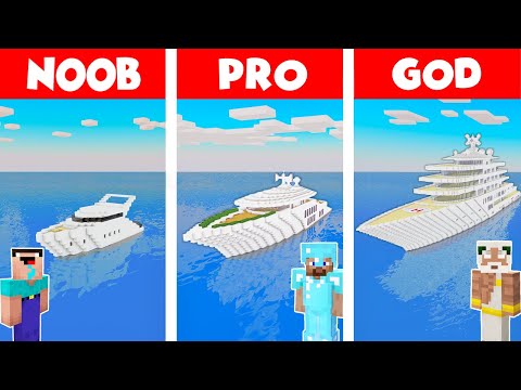 Minecraft NOOB vs PRO vs GOD: MODERN YACHT BUILD CHALLENGE in Minecraft / Animation