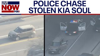 Police chase possible stolen car during rush hour traffic in LA | LiveNOW from FOX