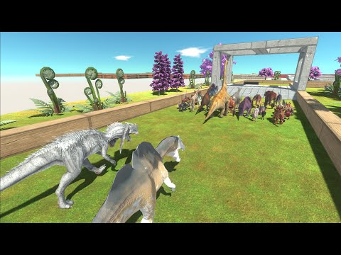 Escape from Dilophosaurus & Ichthyovenator - Animal Revolt Battle Simulator