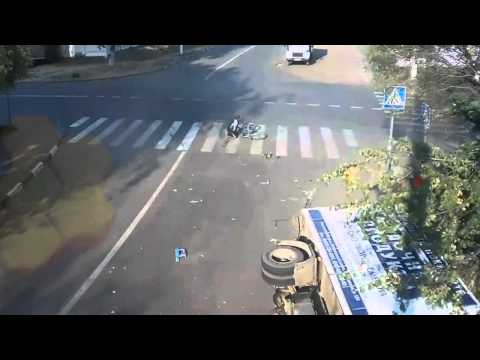 Crazy Footage - Cyclist Escapes Death!!