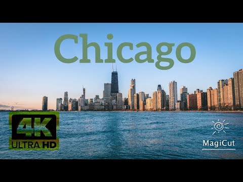 FLYING OVER CHICAGO (4K UHD) - with Piano Relaxing Music |  Entspannungsmusik | 4K VIDEO ULTRA HD