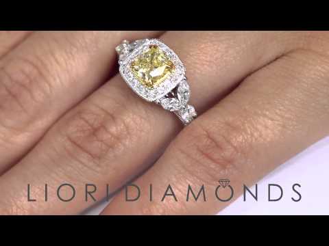 FD-116 - 2.07 Ct. GIA Certified Natural Fancy Yellow Cushion Cut Diamond Engagement Ring