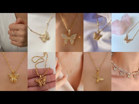 Latest butterfly 🦋 style gold pendant Designs | beautiful Butterfly 🦋 necklace Designs for girls