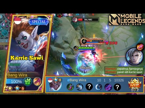 KARRIE SAWI KEMBALI BERULAH ! AAMONPUN SAMPAI KEWALAHAN MENGEJAR LEVELNYA ! TOP GLOBAL KARRIE - MLBB