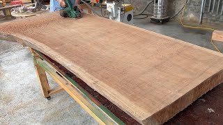 Watch the Mesmerizing Process of Crafting a Huge Dining Table from a Solid Wood Block