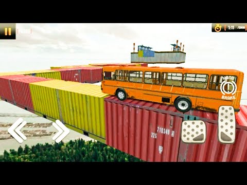 Impossible bus driving crazy stunt driving sim #androidgameplay
