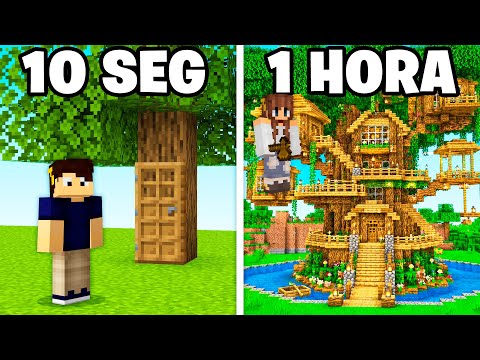 CASA NA ÁRVORE DE 10 SEGUNDOS VS 1 HORA NO MINECRAFT!