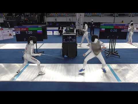 2021 225 Junior T16 02 F F Individual Cairo EGY WCH BLUE ANASCHENKOVA RUS  vs PARK  KOR