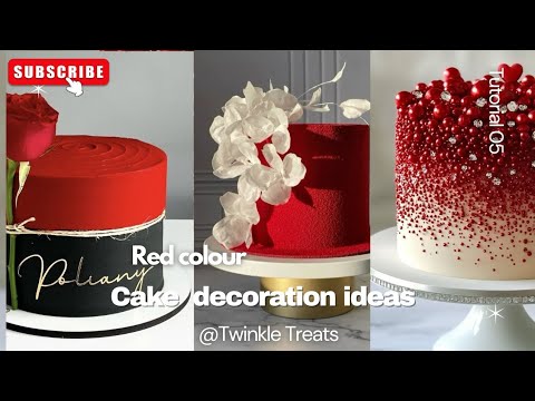 Red colour cake decoration ideas |Tutorial 05 |  Twinkle treats