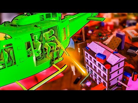 Amazing Green Army Men Helicopter Attacks the Enemy Toy House in this Toy Soldiers Game!