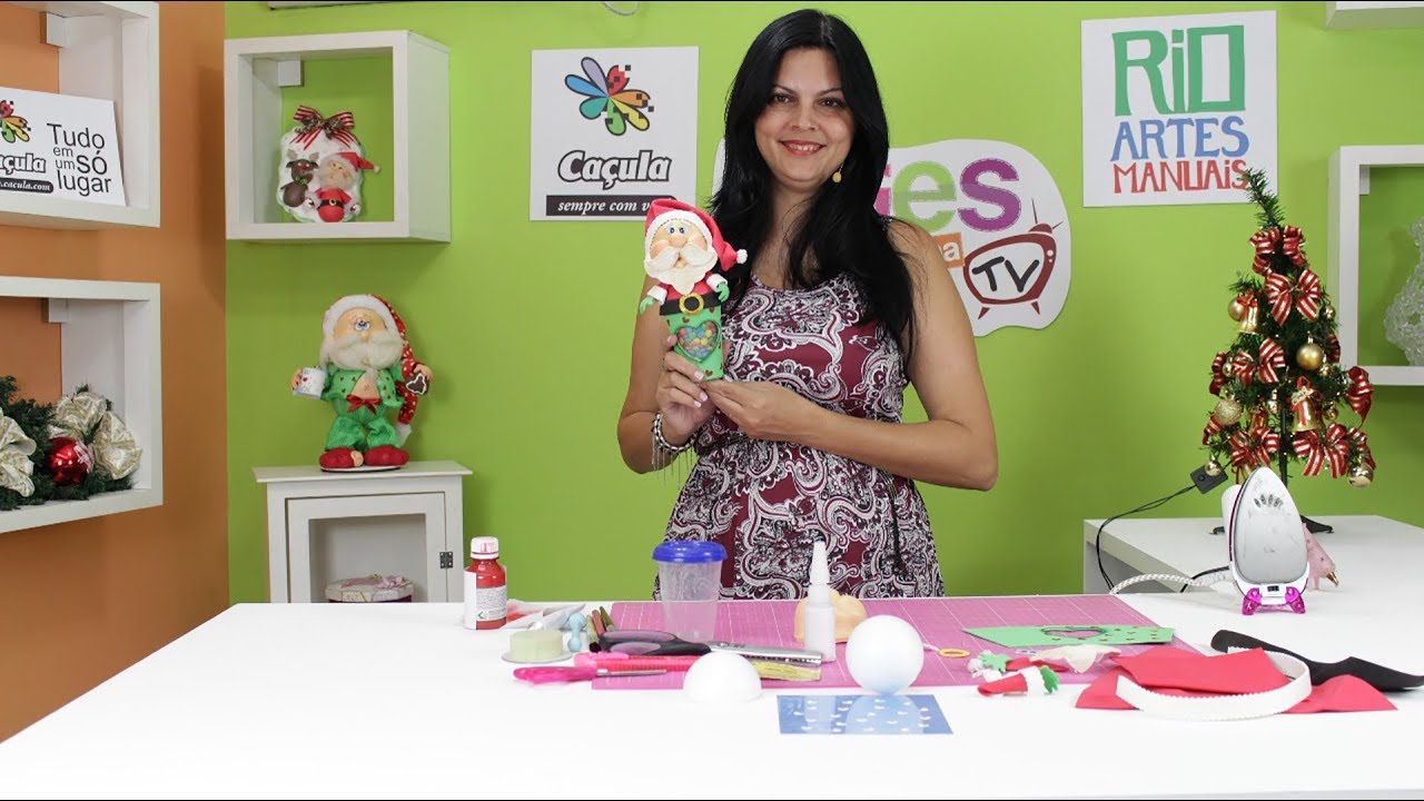 ENFEITE DE PAPAI NOEL EM EVA com CARLA SIMÕES
