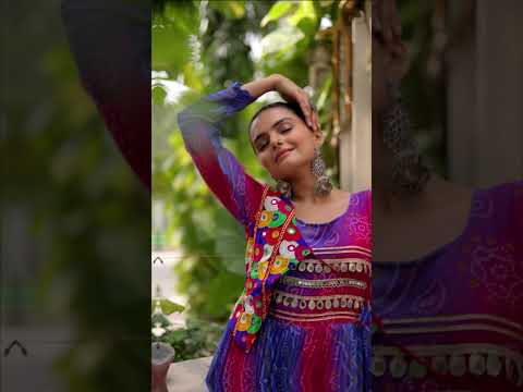 Orange Navratri Special Laheriya & Bandhej Printed Faux Georgette Gown with Kutchi Patchwork