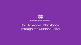 How to Access Blackboard Via the Student Portal