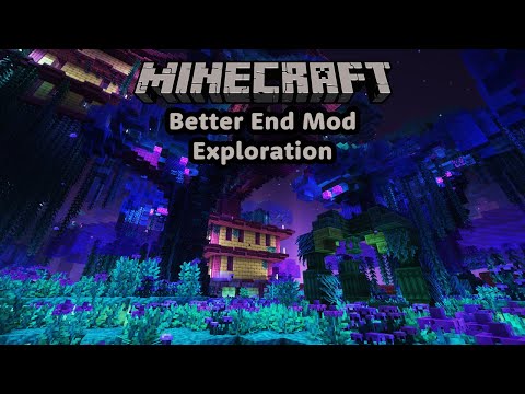 Minecraft Better End Mod Exploration with Rethinking Voxels Shaders (No Commentary)