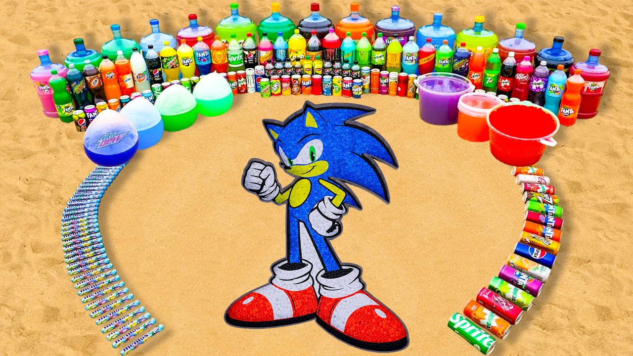 Experiment: How to make Rainbow SONIC with Big Orbeez, Fanta, Coca Cola vs Mentos and Popular Sodas