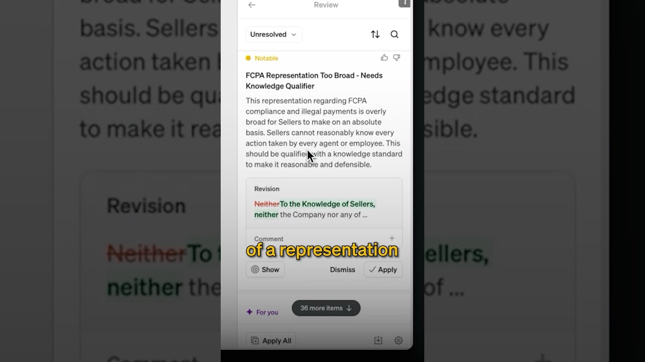 Lawyer reviews legal AI tool Spellbook (9 pages of representations reviewed in 1 minute) video thumbnail