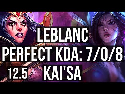 LEBLANC vs KAI'SA (MID) | 7/0/8, Rank 4 LeBlanc, Godlike, Rank 18 | BR Challenger | 12.5