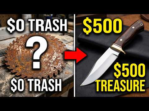 Turning a $1 Saw Blade & JCB Teeth into a $1,000 Custom Hunter Knife! 😱