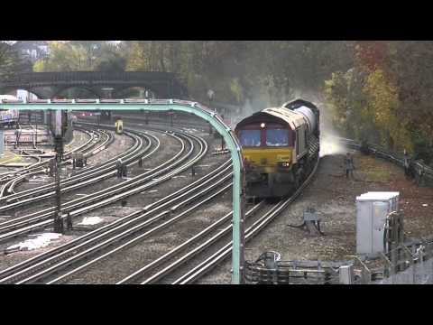 EWS 66019 and 66017 Rail Head Treatment Train passing Northwood