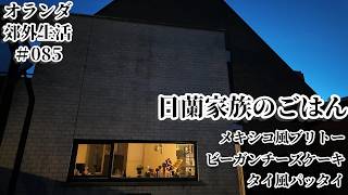 【オランダ生活_085】日蘭家族のごはんの記録/具材多めメキシカンブリトー/カシューナッツから作るビーガンチーズケーキ/タイ風パッタイ/特に特別な事が何もない/おいしく幸せ/明日は何作ろう