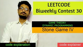 YouTube video 'Stone Game IV || Biweekly Contest 30 || GAME THEORY || DYNAMIC PROGRAMMING || LEETCODE'