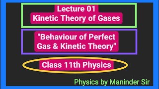 Lecture 1: Kinetic Theory of Gases, Unit: Behaviour of Perfect Gas & Kinetic Theory, Class 11th