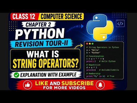 Class 12cs Chapter 2string Operators In Python Enhancecodelearning
