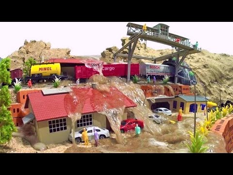 Railway Station And Town Flood And Collapse - Diorama Dam Breach