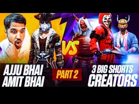 PART 2 AJJUBHAI AMITBHAI VS 4 BIG SHORTS YOUTUBERS - GARENA FREE FIRE- #totalgaming  #shorts