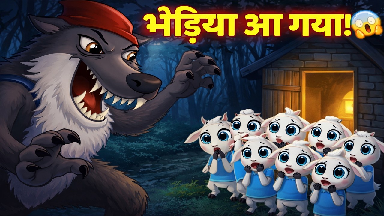 The Bad Wolf and 7 Little Goats Story | Hindi Stories | बच्चों की नयी हिंदी कहानियाँ