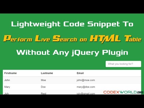 Perform Live Search and Filter on HTML Table using jQuery