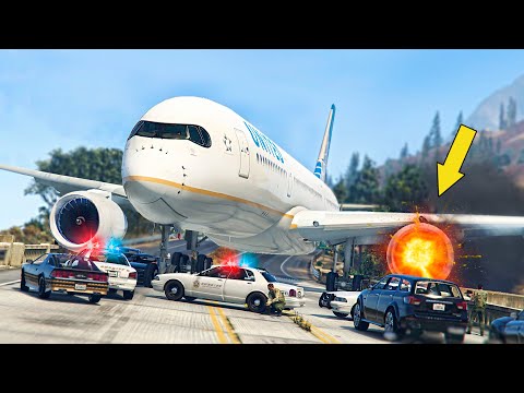 GIANT AIRBUS Makes Crash Landing on Bridge after Engine Failure | GTA 5