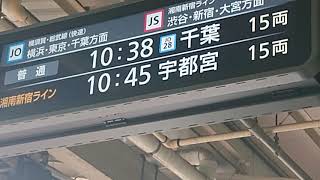 大船駅257系到着と217系到着と発車