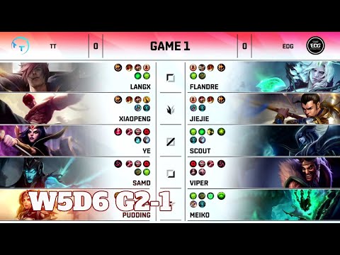TT vs EDG - Game 1 | Week 5 Day 6 LPL Summer 2021 | TT vs Edward Gaming G1