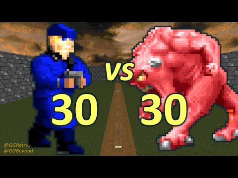 30 Wolfenstein SS vs 30 Demons - Monster Infighting - Doom II Retro Battles