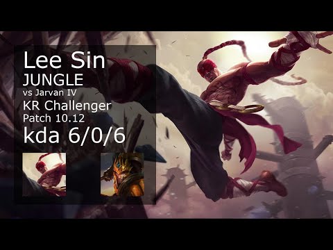 Lee Sin Jungle vs Jarvan IV - KR Challenger 6/0/6 Patch 10.12 Gameplay // [롤] 리 신 vs 자르반 4세 정글