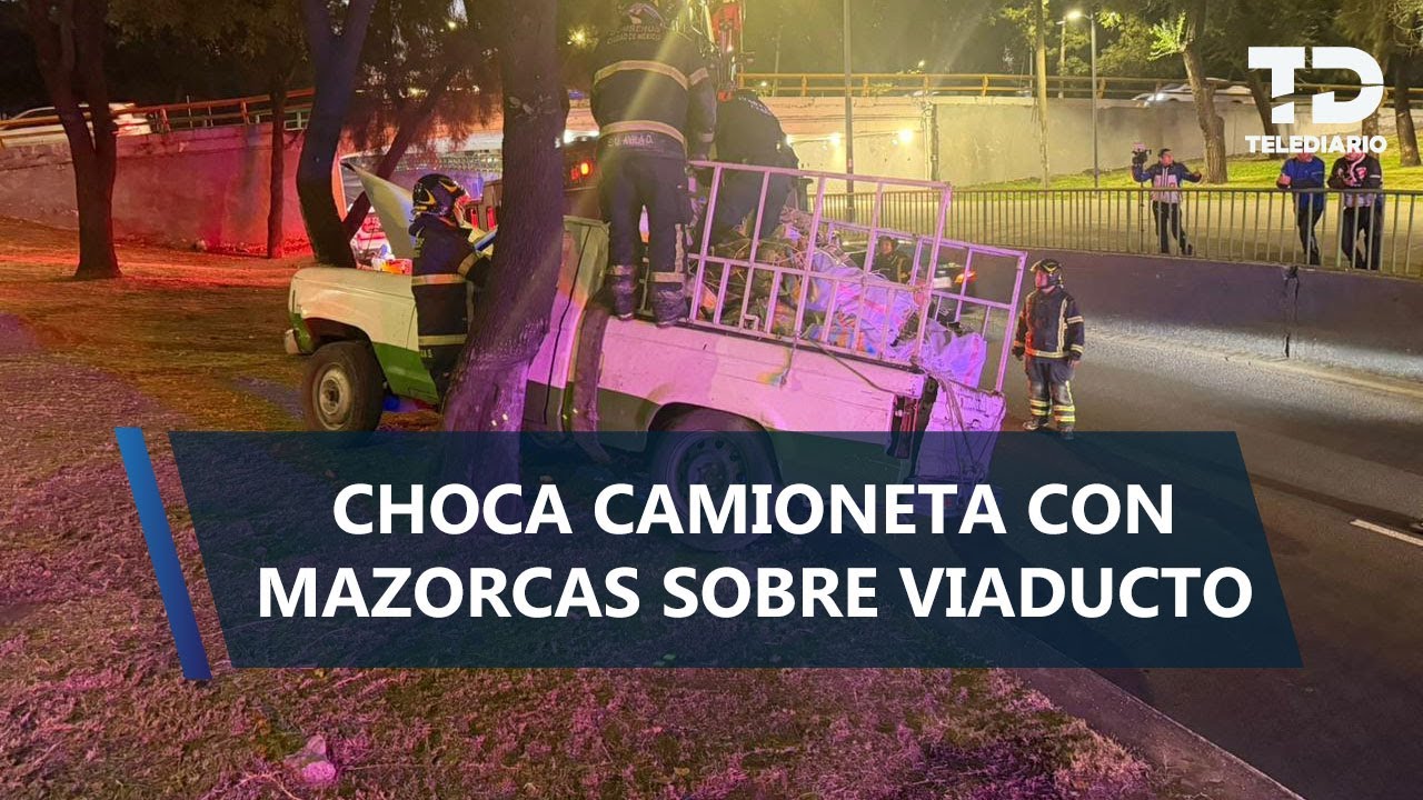 Camioneta con mazorcas pierde el control y choca contra árbol en Viaducto; conductor sale ileso