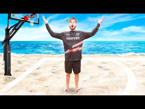 I Built A Full Sized Basketball Court At The Beach!