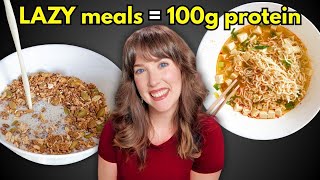 What I Eat in a Day 🌱 LAZY vegan meals to hit 100g protein