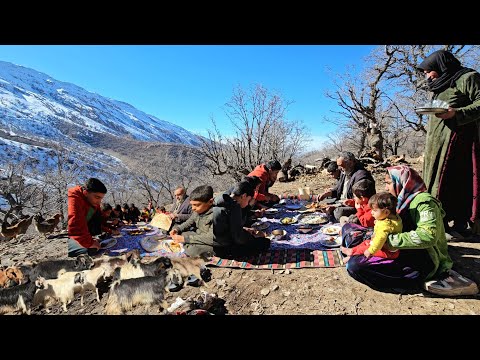 Real Life of Nomads in Zagros Mountains|Surviving Snowy Winters, Herding, and Traditional Cooking